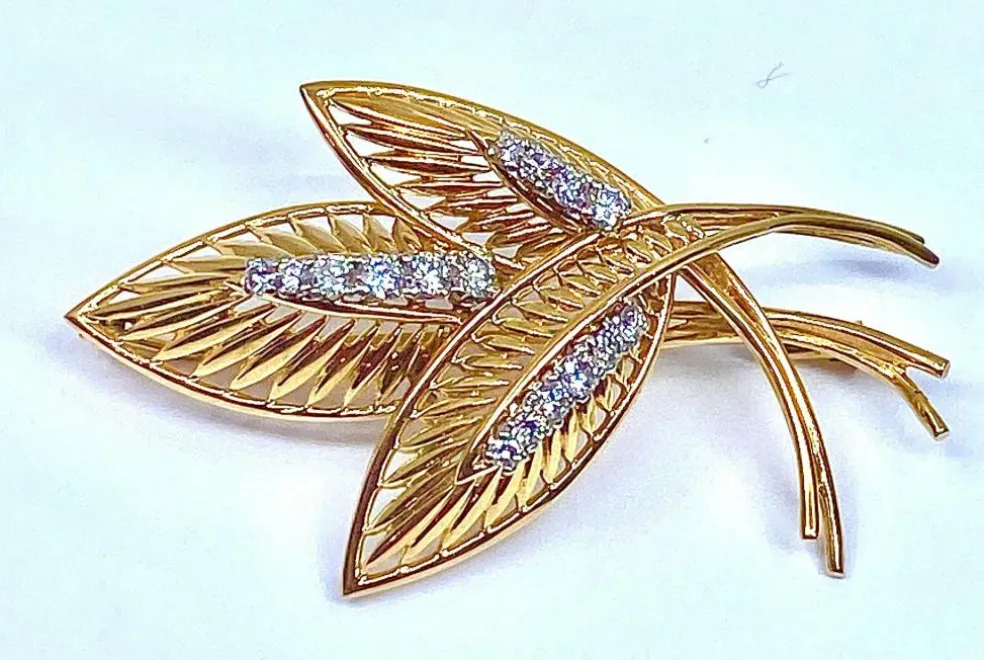 Broche Or jaune Diamants