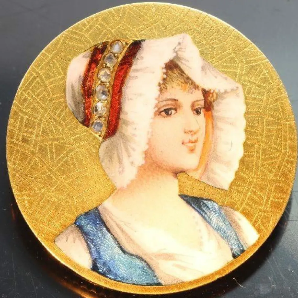Broche or jaune, diamants