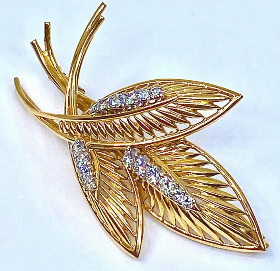 Broche Or jaune Diamants