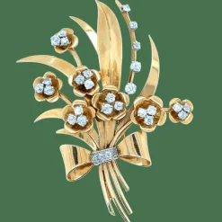 Broche or jaune diamants époque 1940