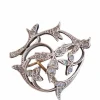 Broche or jaune diamants aux motifs végétaux fin XIXème siècle