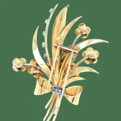 Broche or jaune diamants époque 1940