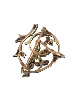 Broche or jaune diamants aux motifs végétaux fin XIXème siècle