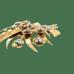 Broche or jaune diamants époque 1940