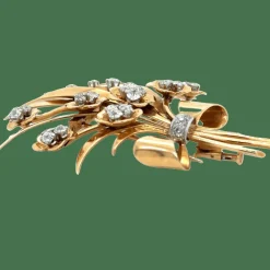 Broche or jaune diamants époque 1940
