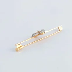 Broche or jaune diamants et perle