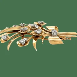 Broche or jaune diamants époque 1940