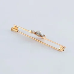 Broche or jaune diamants et perle