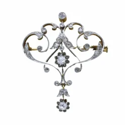 Broche or jaune et blanc diamants