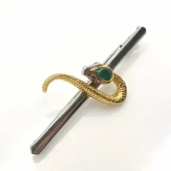 Broche Or jaune et blanc Emeraude et Diamants