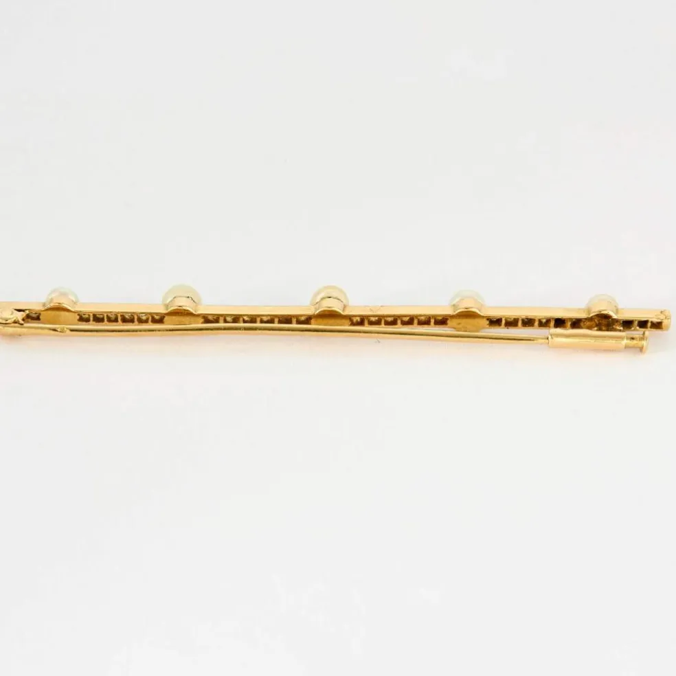 Broche or jaune et perles