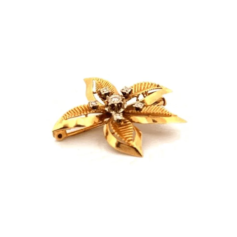 Broche Or Jaune 18k & Diamants