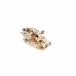 Broche Or Jaune 18k Diamants & Saphirs