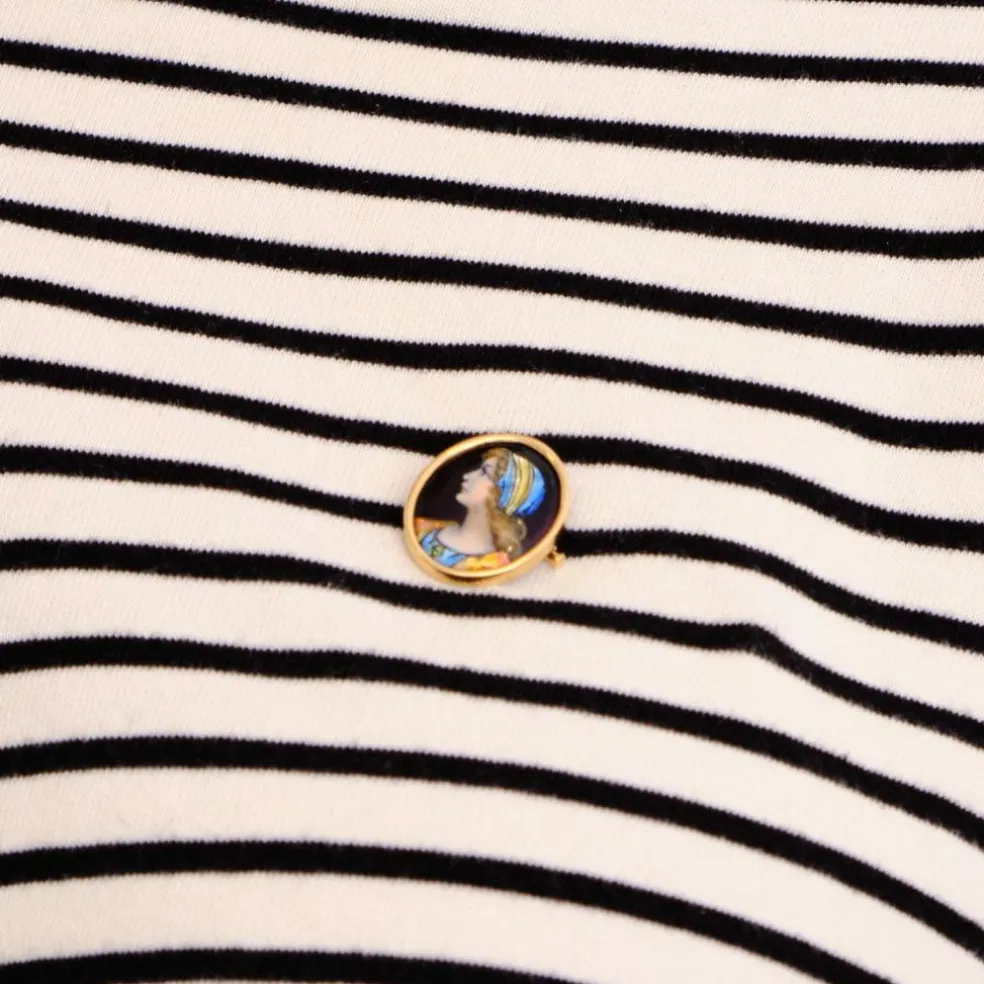 Broche Or Jaune émail de Limoges