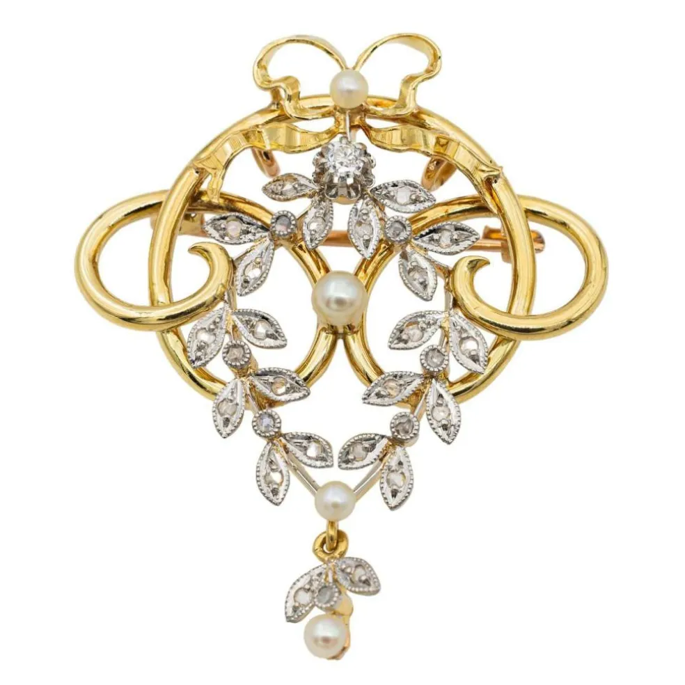 Broche Or jaune Perle