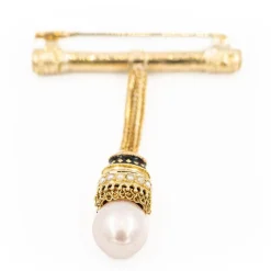 Broche Or jaune Perle