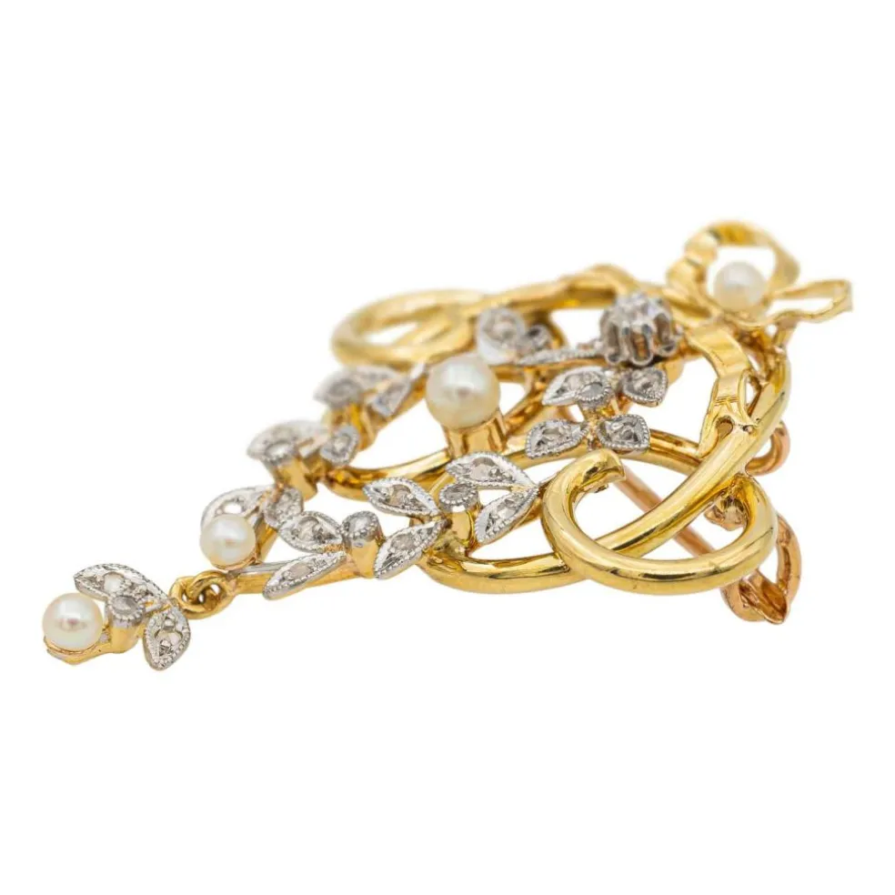 Broche Or jaune Perle