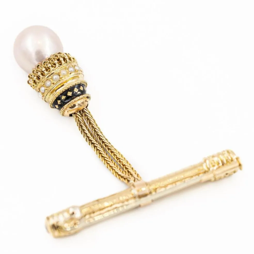 Broche Or jaune Perle