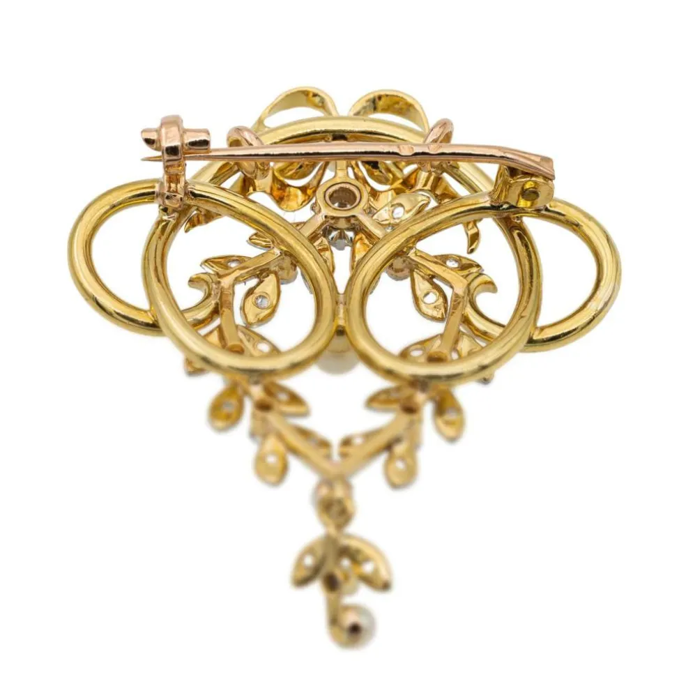 Broche Or jaune Perle