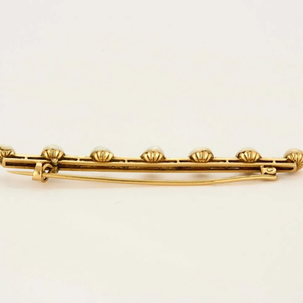 Broche or jaune perles et diamants