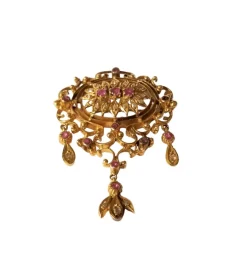 Broche or jaune Rubis et diamants
