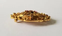 Broche or jaune Rubis et diamants