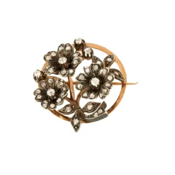 Broche or, platine, diamants