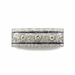 Broche Or, Platine, diamants & saphirs