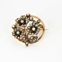 Broche or, platine, diamants