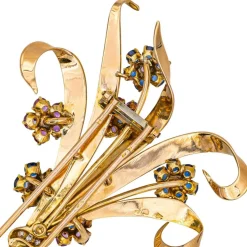 Broche Or rose Rubis, Saphir, Diamant
