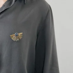 Broche or rose, saphir et diamants