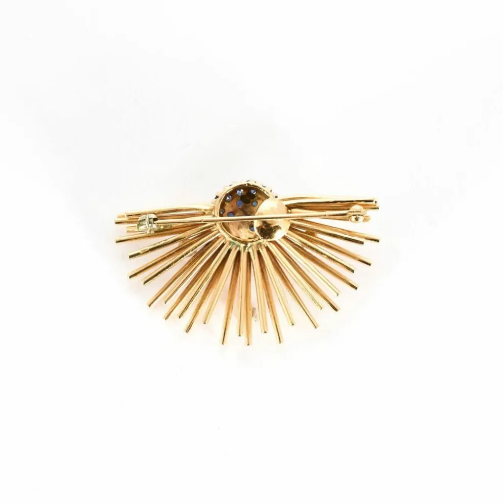 Broche or rose, saphir et diamants