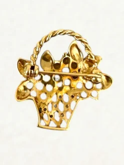 Broche Panier Fleuri diamants saphirs