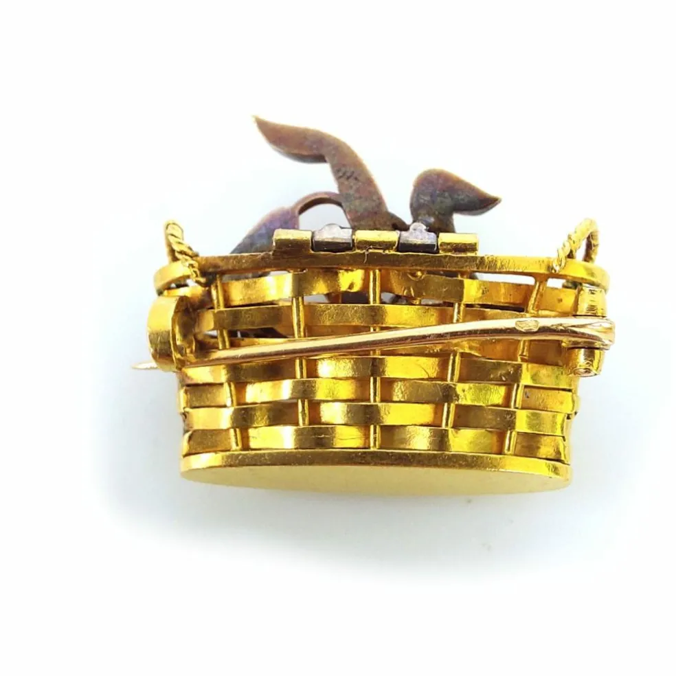 Broche Panier 19ème siècle diamants perles