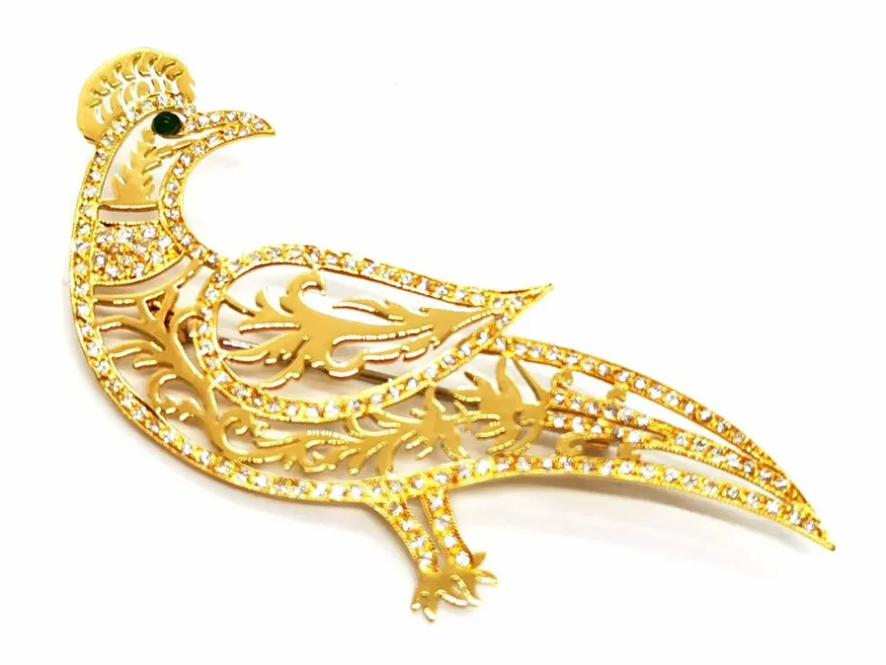 Broche Paon Or jaune Diamant