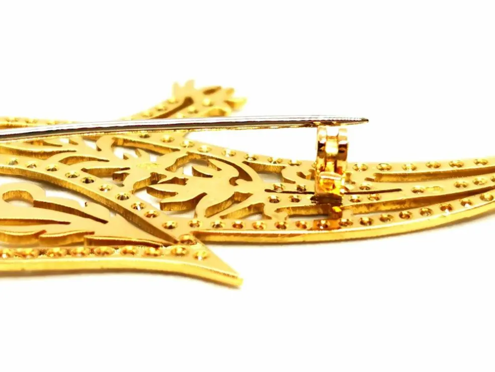 Broche Paon Or jaune Diamant