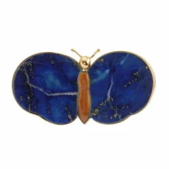 Broche Papillon or jaune, Lapis-Lazuli, Jaspe