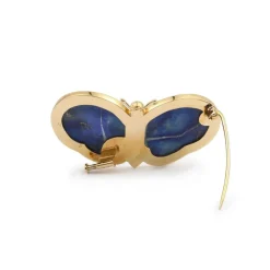 Broche Papillon or jaune, Lapis-Lazuli, Jaspe