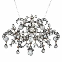 Broche pendentif ancien diamants taillés en rose