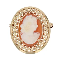 Broche pendentif camée et or ajouré