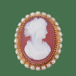 Broche Pendentif Camée Perles