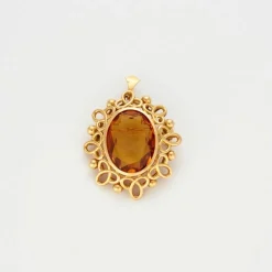 Broche pendentif citrine mandarine