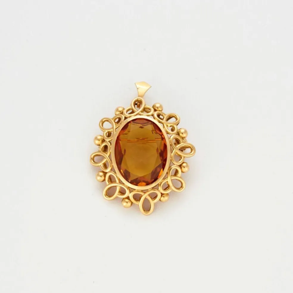 Broche pendentif citrine mandarine
