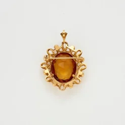 Broche pendentif citrine mandarine