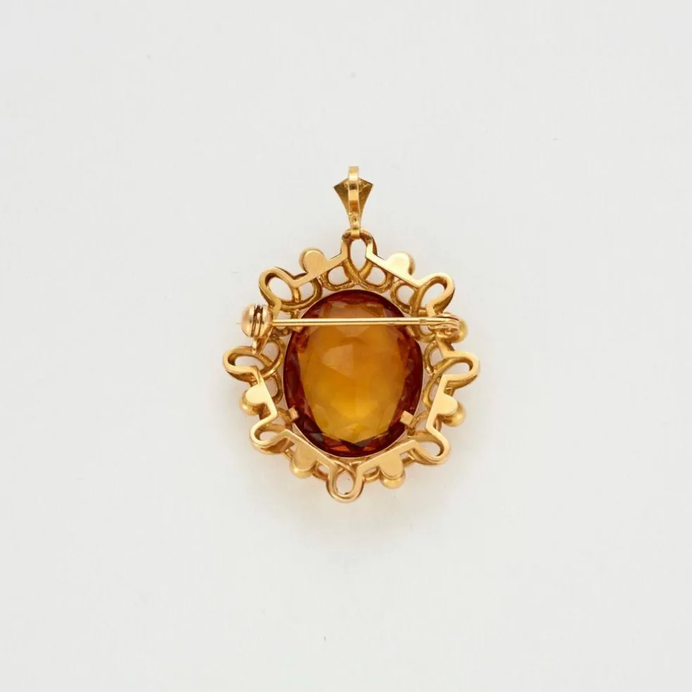 Broche pendentif citrine mandarine