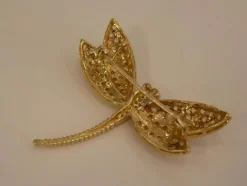 Broche Pendentif Libellule, Or Jaune & Diamants