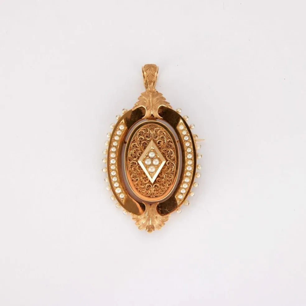 Broche Pendentif Napoléon III Perles