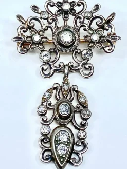 Broche pendentif or argent diamants, Napoléon III