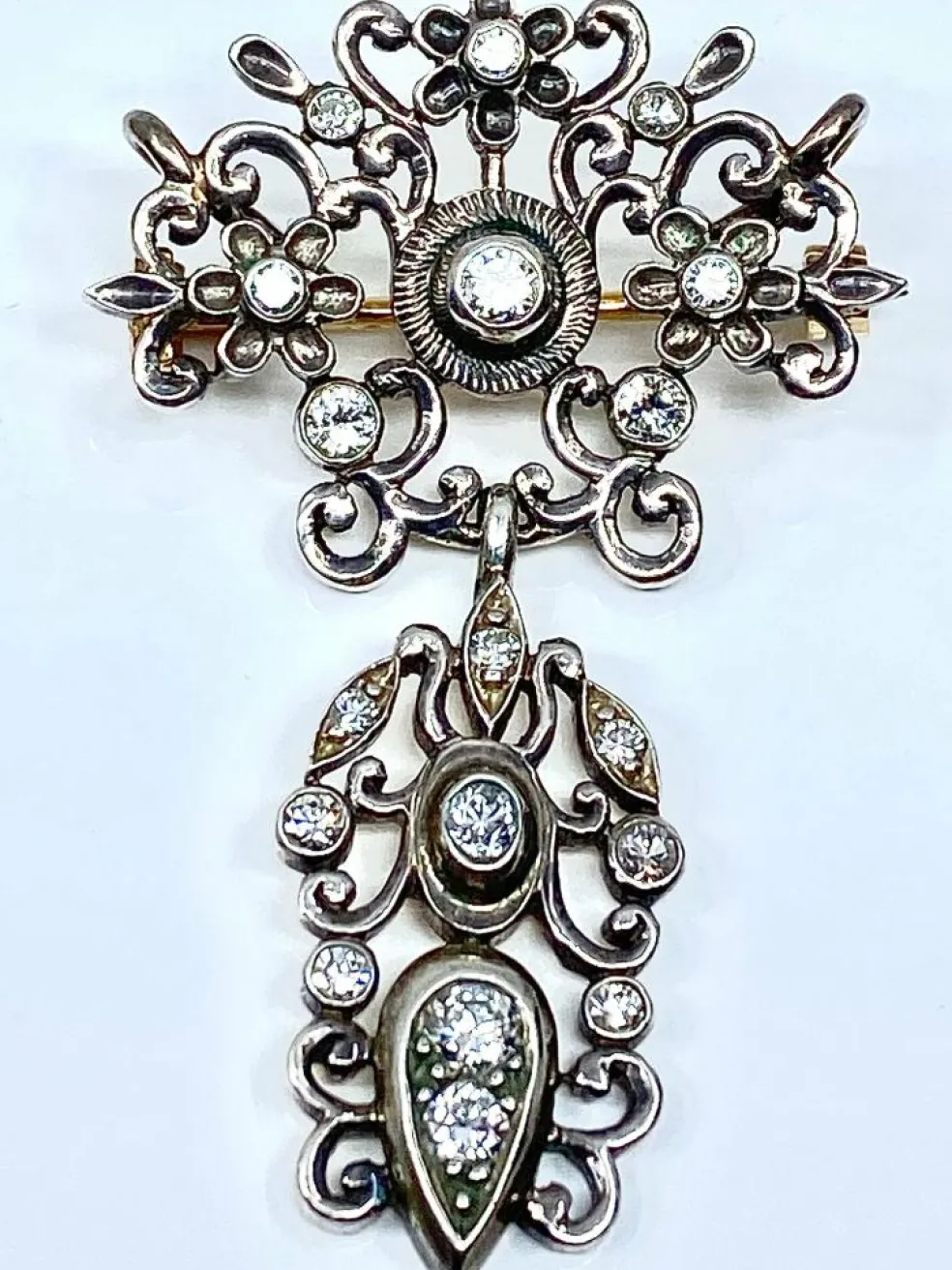 Broche pendentif or argent diamants, Napoléon III