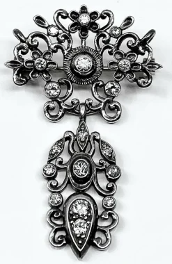 Broche pendentif or argent diamants, Napoléon III